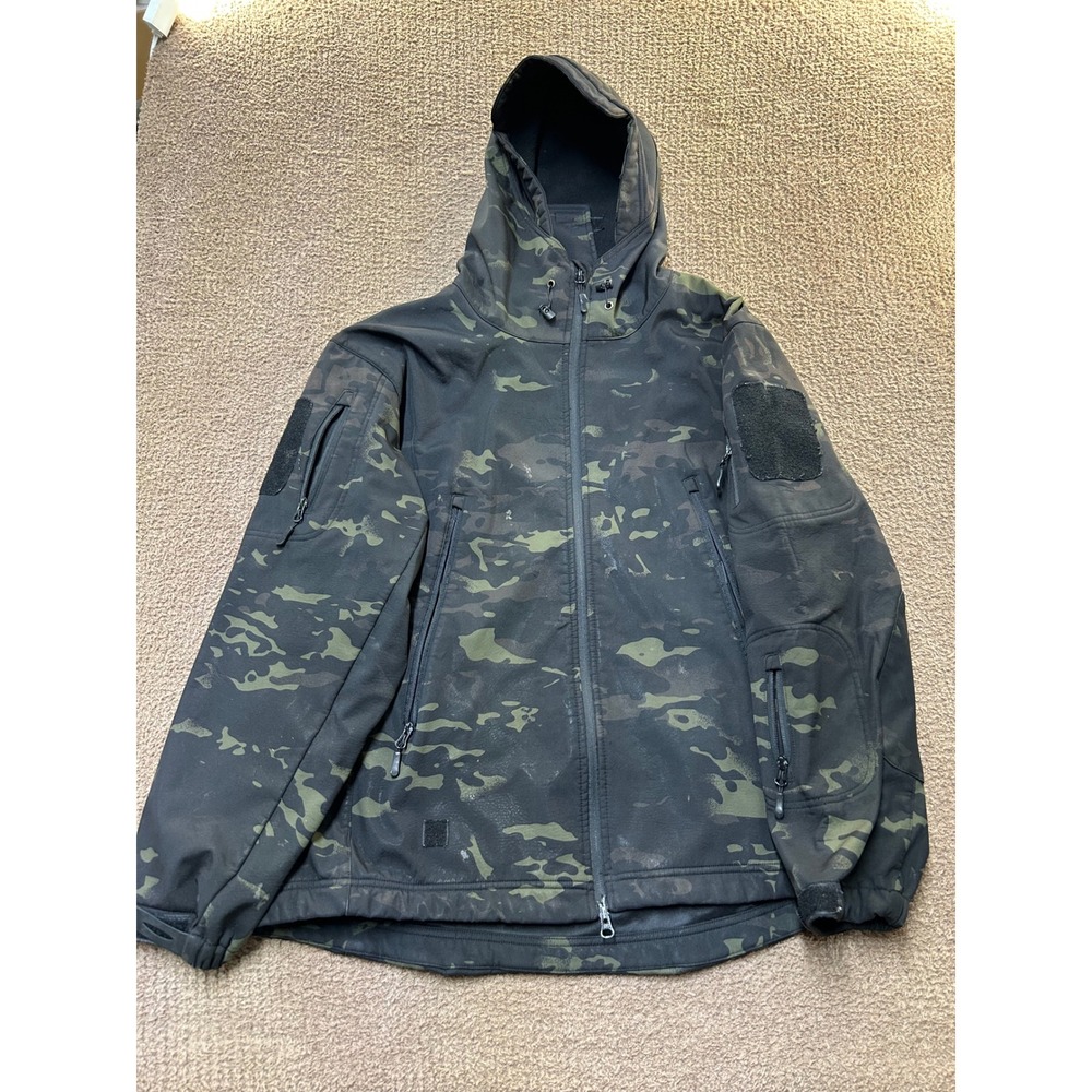 Antarctica Mens 2XL Tactical Softshell Jacket Camo Fleece Lined Hooded Outdoor